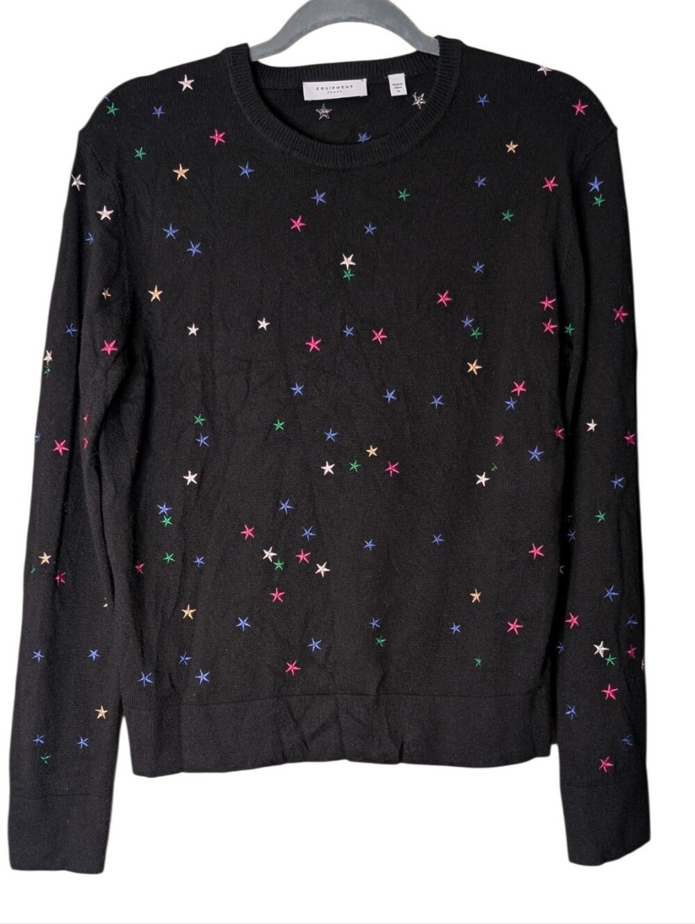 Equipment crewneck multi-color rainbow embroidered stars Nartelle size Medium